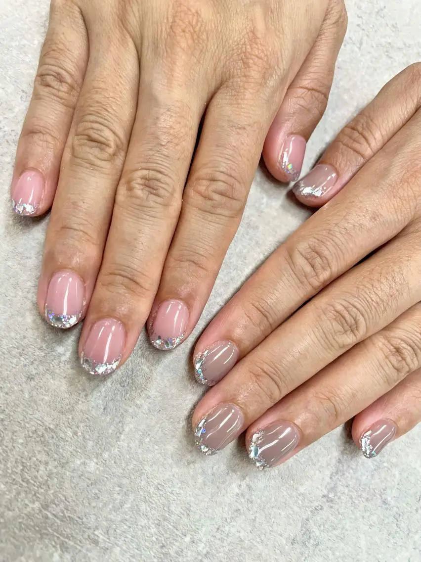 ネイル フレンチネイル ガラスフレンチ ピンク FASTNAIL PLUS 新宿店のネイルデザイン