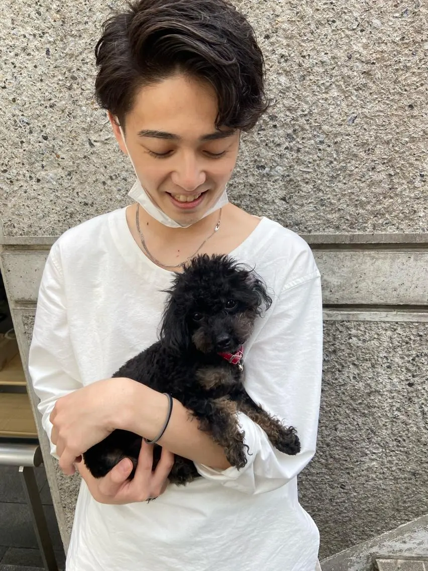 ショート カラー パーマ ヘアアレンジ メンズ かきあげバング カット パーマ ちこ .のヘアスタイル