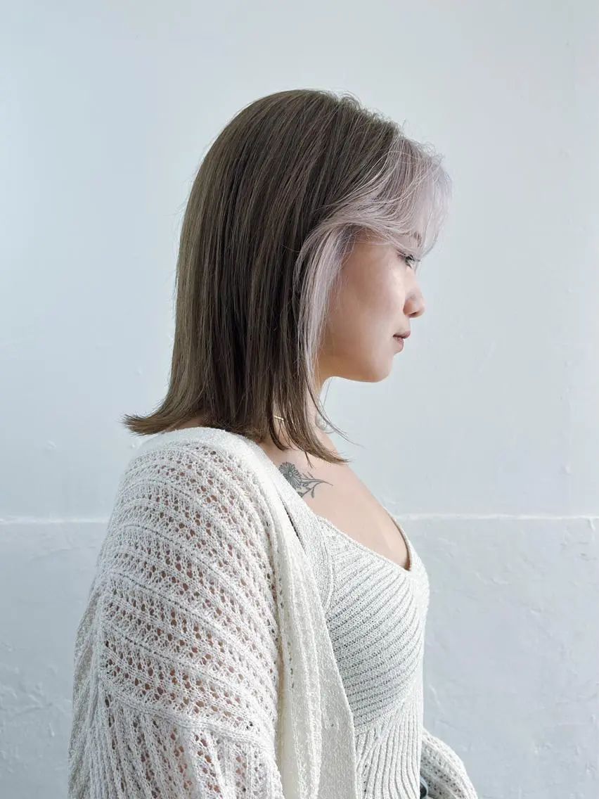 ミディアム カラー ミストバング ブリーチ フェイスフレーミング ヘアカラー トリートメント ハイトーン特化サロン 代表 中谷蓮のヘアスタイル
