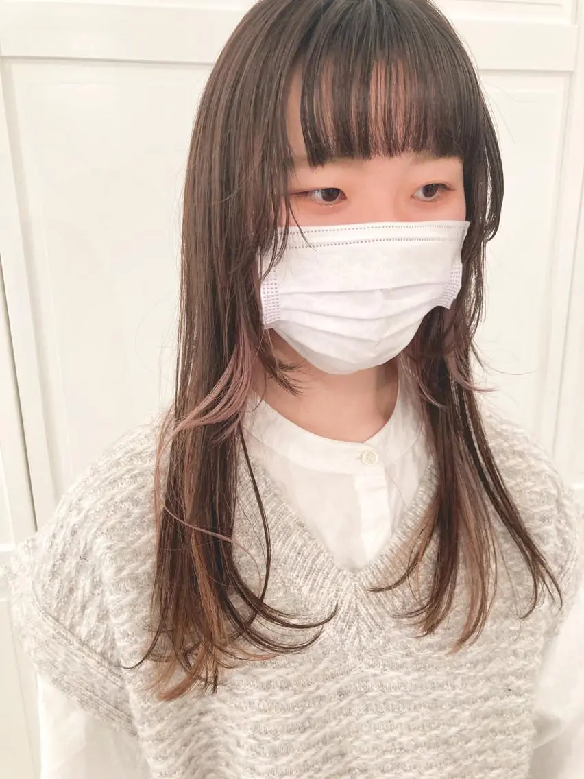 セミロング 顔まわりレイヤー レイヤーカット カット ヘアカラー お洒落ベージュ🤎 代官山shibukiのヘアスタイル