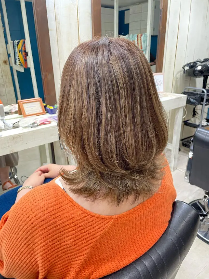 ミディアム ハイライト Mens cut Hannaのヘアスタイル