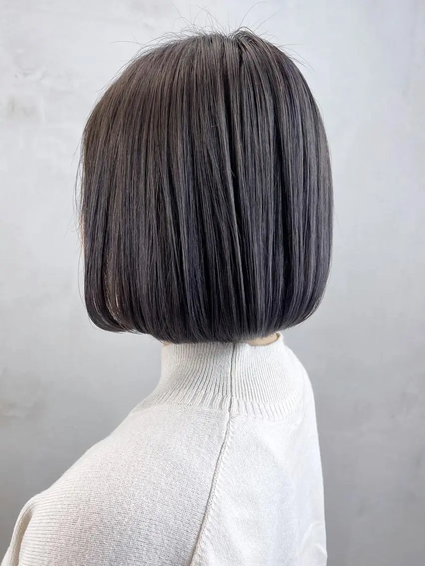ミディアム カラー パーマ ヘアアレンジ グレージュ ボブ ITbyALBUM 中野店のヘアスタイル