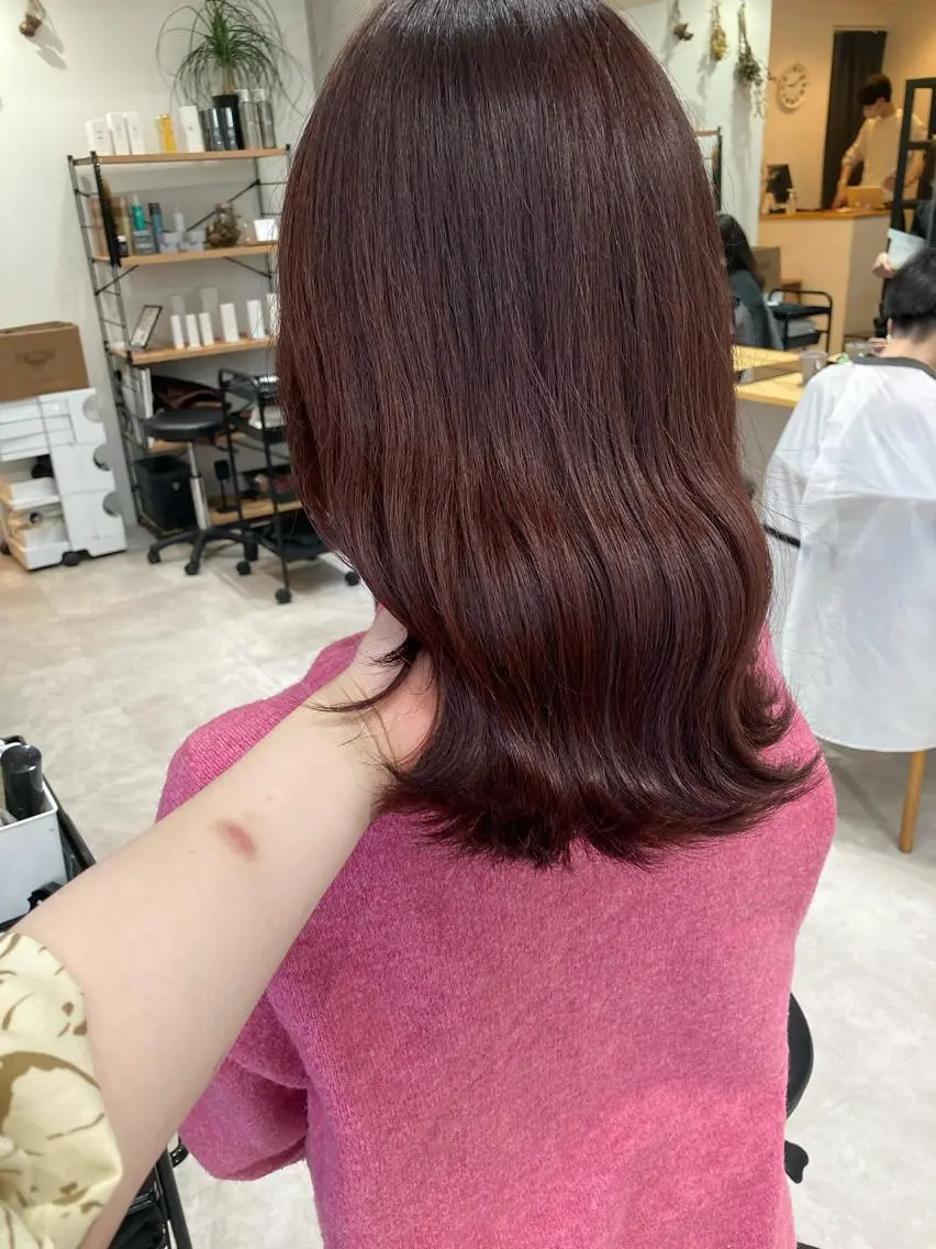 ミディアム ✨色持ちの良い艶 カラー✨蟹江真世のヘアスタイル