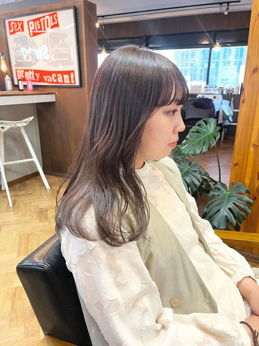 セミロング カラー ヘアアレンジ ブリーチ ダブルカラー ブリーチなしカラー ena/ブリーチなし 透明感・レイヤー🎀のヘアスタイル