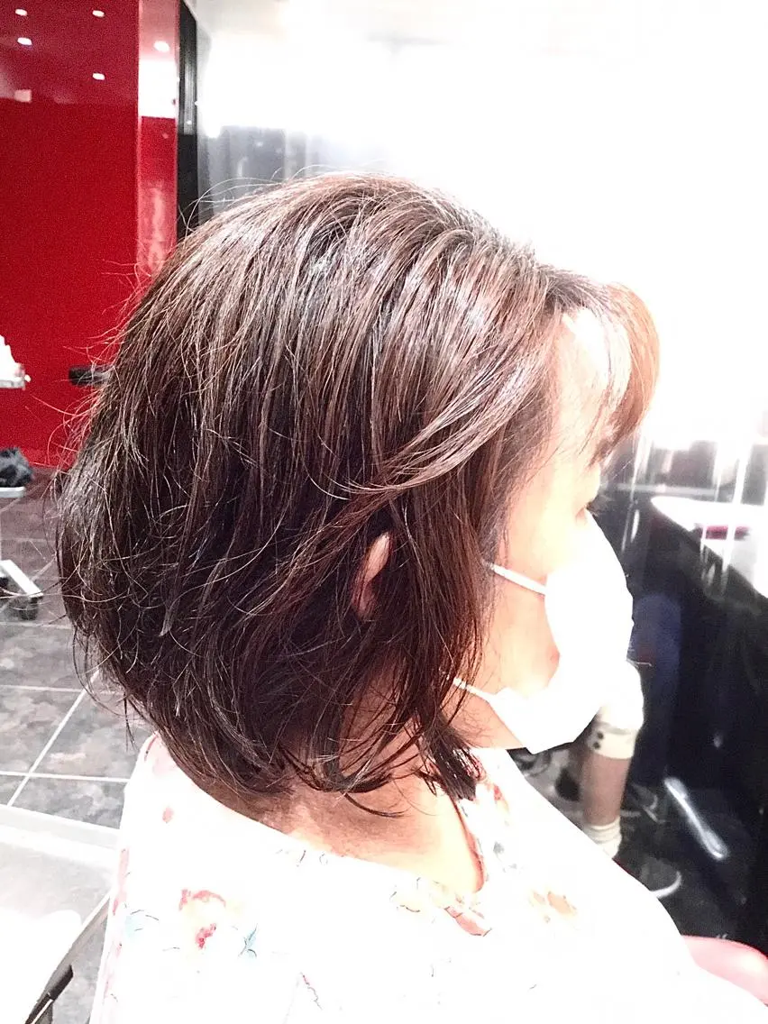 ミディアム カラー パーマ Annon プライベートサロンのヘアスタイル