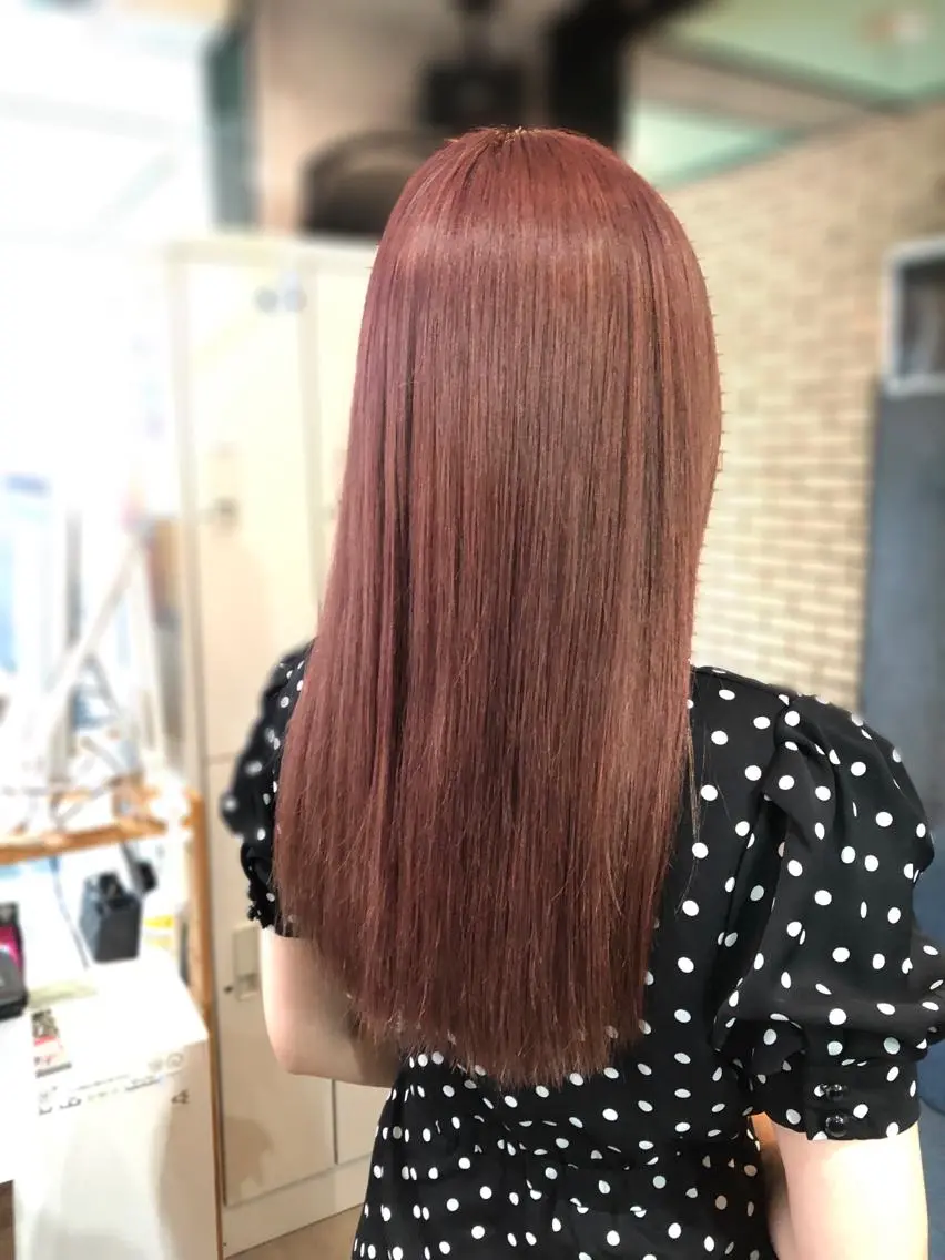 ミディアム カラー ブリーチ ブラウンカラー ブリーチなしカラー ピンクカラー ピンクブラウン レイヤー/エクステ alpha下妻のヘアスタイル