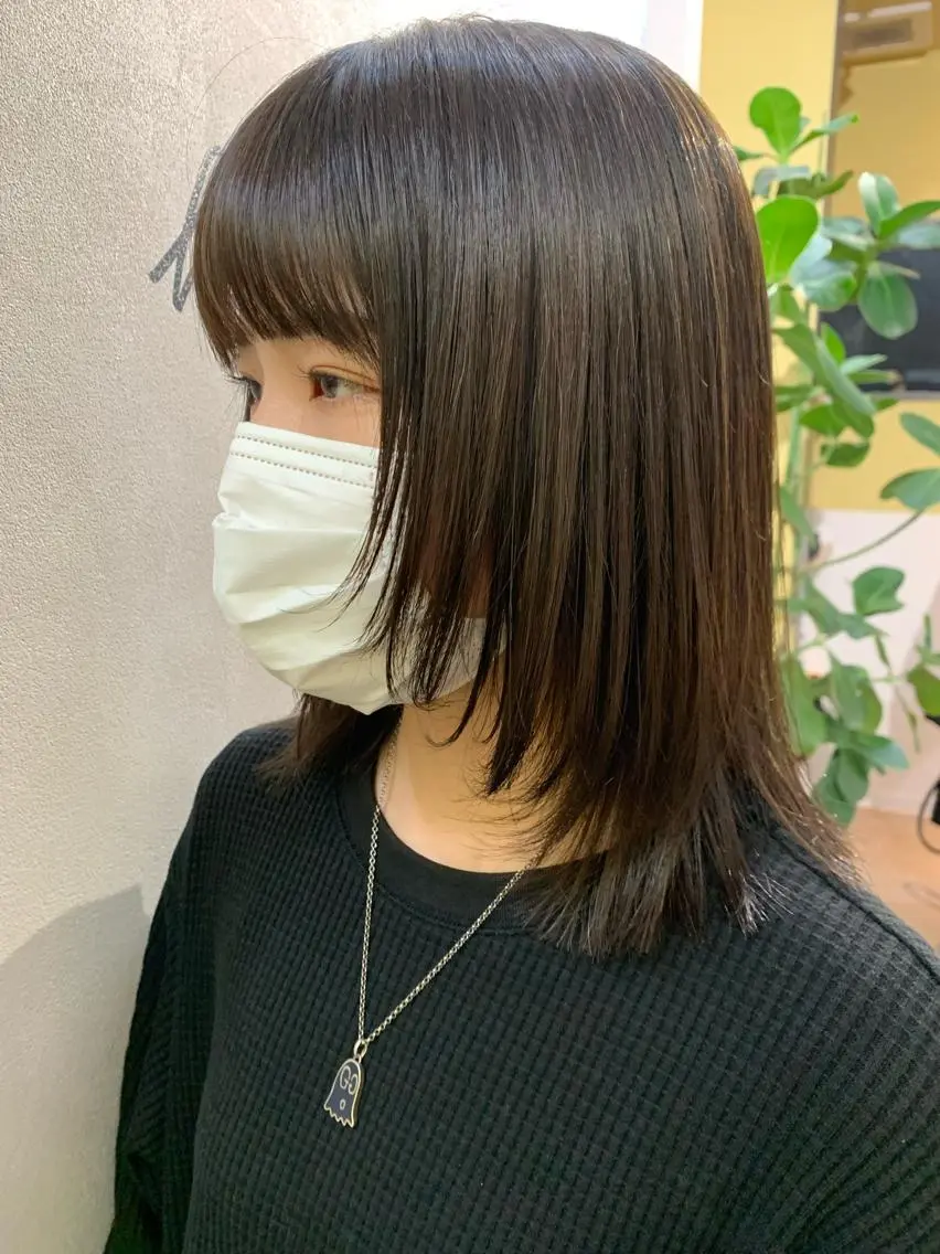 ミディアム カラー ウルフカット カット トリートメント hubhair レイヤー/透明感のヘアスタイル