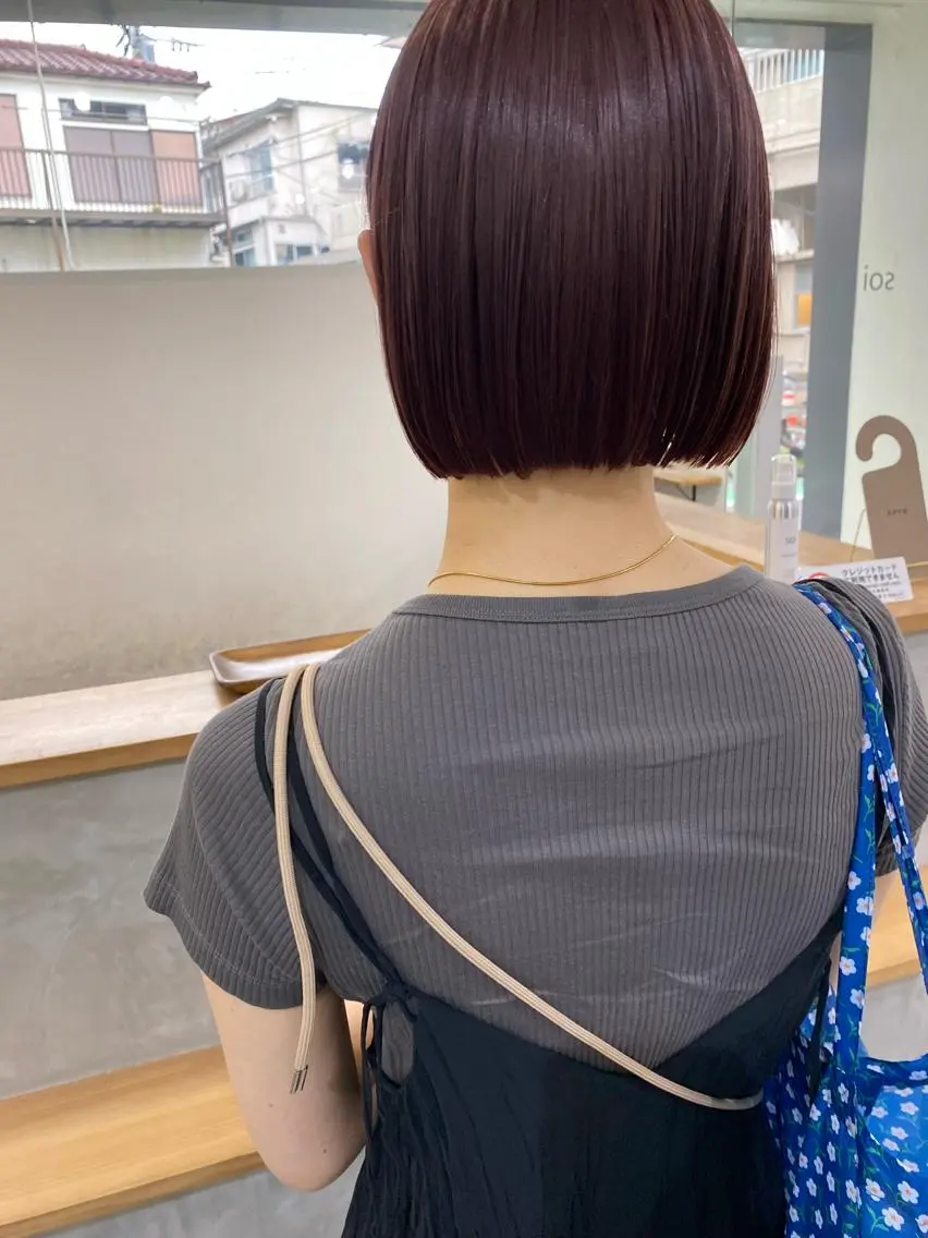 ショート カラー ブラウンカラー バイオレットカラー バイオレットブラウン カット ヘアカラー トリートメント 森貴裕/ニュアンス パーマ/オリーブのヘアスタイル