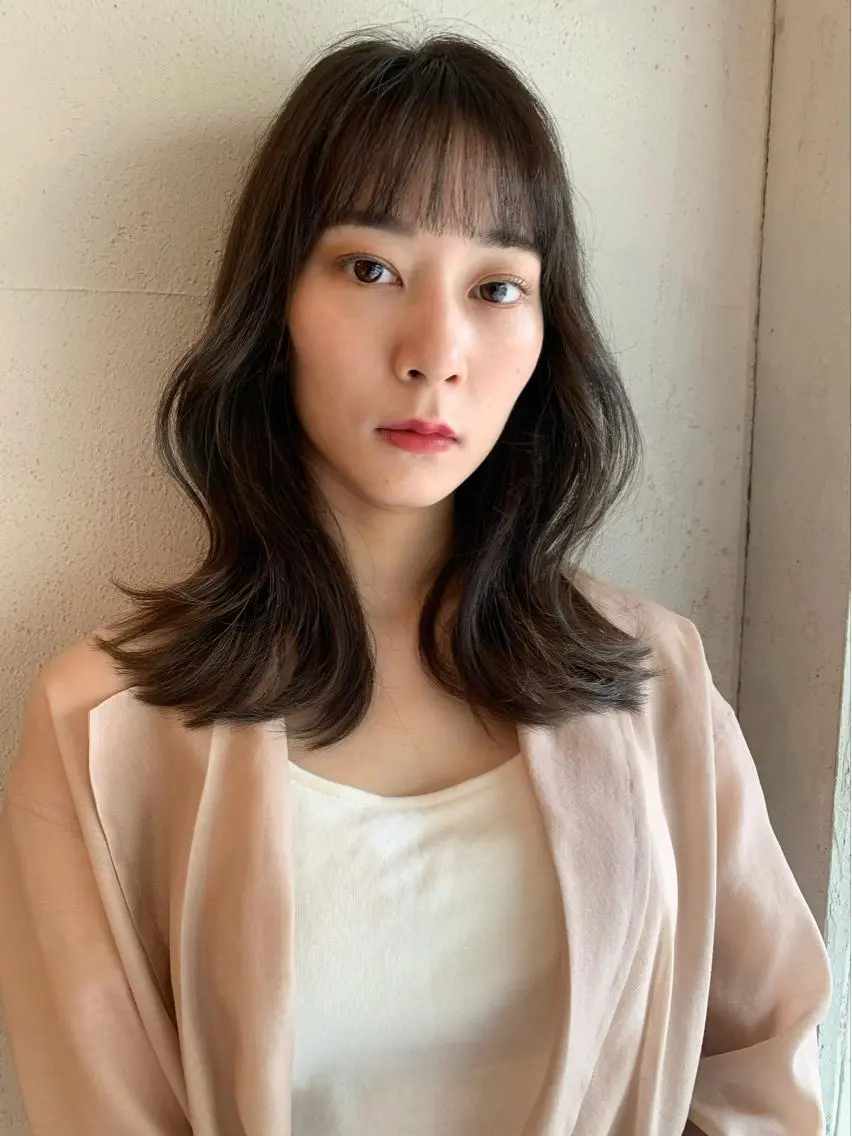 ロング カラー カット ヘアカラー トリートメント 透明感/オリーブ/ グレージュ/YUKAのヘアスタイル