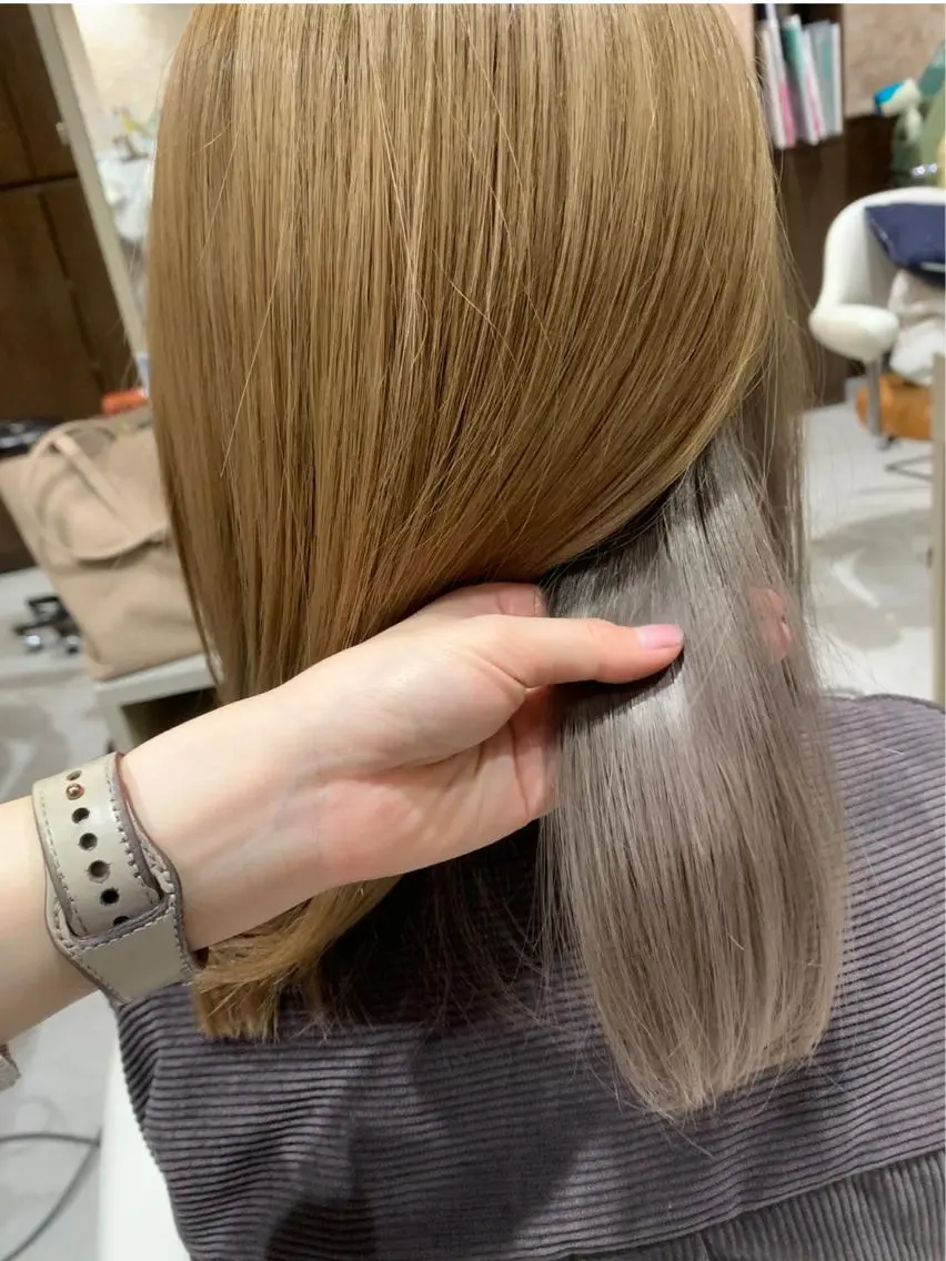 ミディアム カラー ヘアアレンジ ヘアカラー トリートメント 近藤千翔🩵 髪質改善Periodのエステ・リラクイメージ