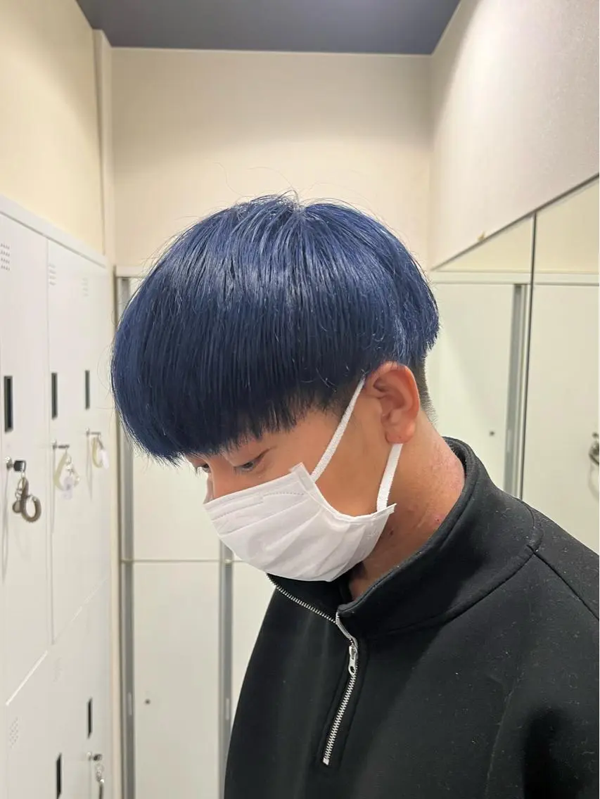 ショート カラー メンズ ブルーカラー 茅ヶ崎パーマ特化/ スパイラル/ハルキのヘアスタイル