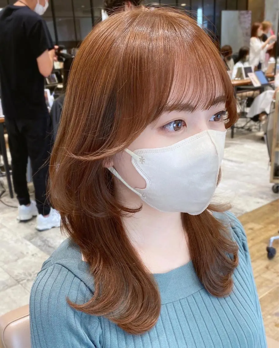 セミロング カラー 顔まわりカット🌟 くびれヘア/寺門遥輝のヘアスタイル