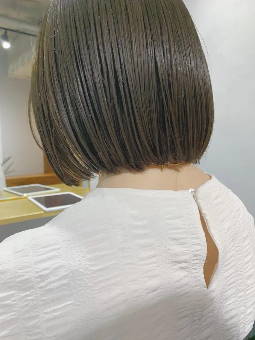 ショート カラー ボブパーマコテ巻き風 パーマNo1深江秀平のヘアスタイル