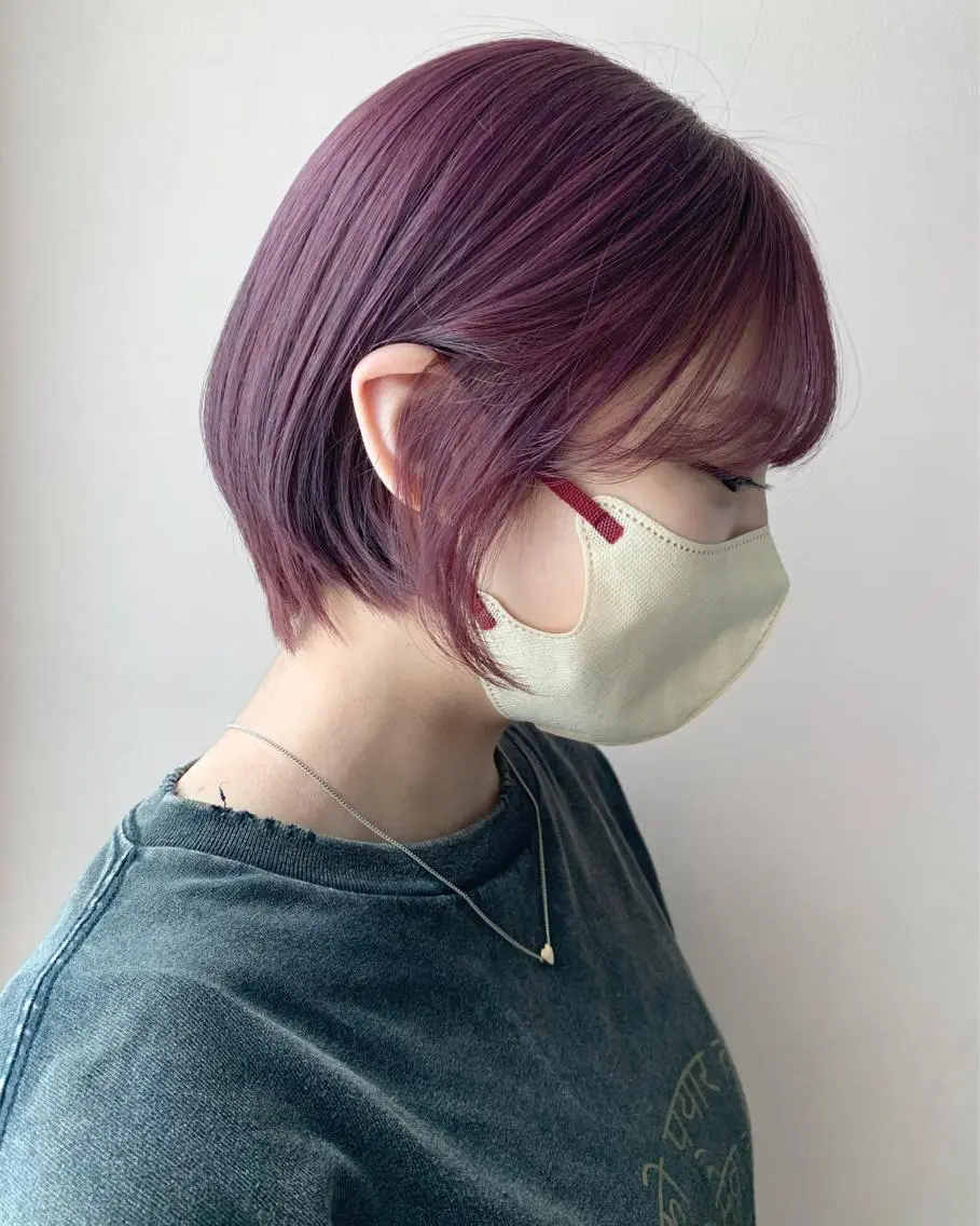 ショート カラー ブリーチ ラベンダーカラー ピンクカラー ピンクラベンダー カット ヘアカラー トリートメント hubhair レイヤー/透明感のヘアスタイル