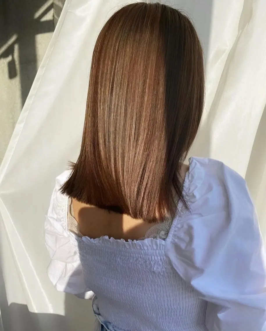 ミディアム カラー ハイライトカラー ハイライト フクダ ジュリのヘアスタイル