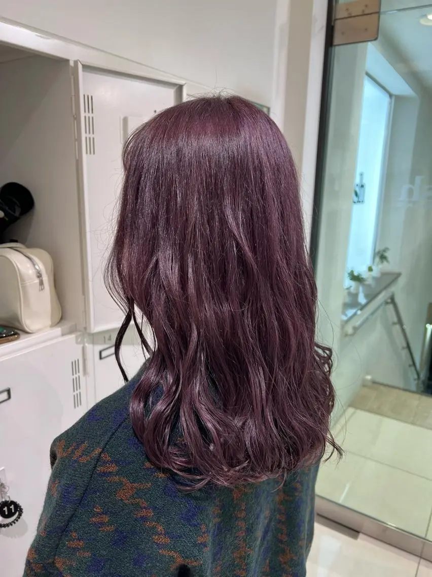 セミロング カラー ブリーチ ラベンダーカラー ピンクカラー ヘアカラー トリートメント 【暖色カラー特化】 中山由梨のヘアスタイル