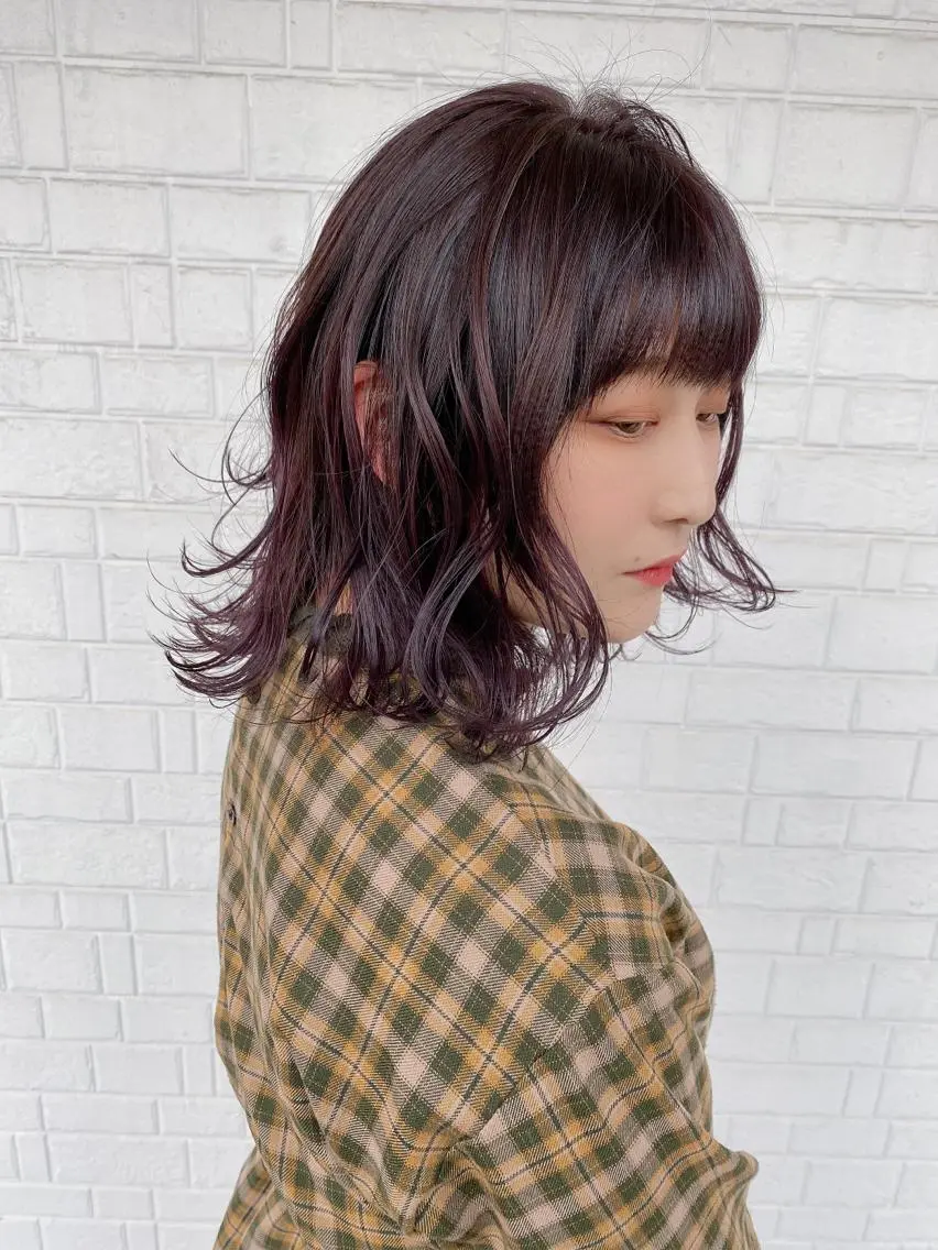 ミディアム カラー ピンクカラー バイオレットカラー ヘアカラー トリートメント 髪質改善と艶カラー 💎坂田 裕紀のヘアスタイル