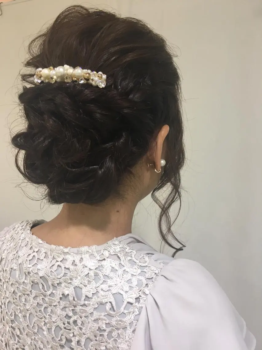 ロング カラー ヘアアレンジ きむえり/髪質改善 /うねり広がり改善のヘアスタイル