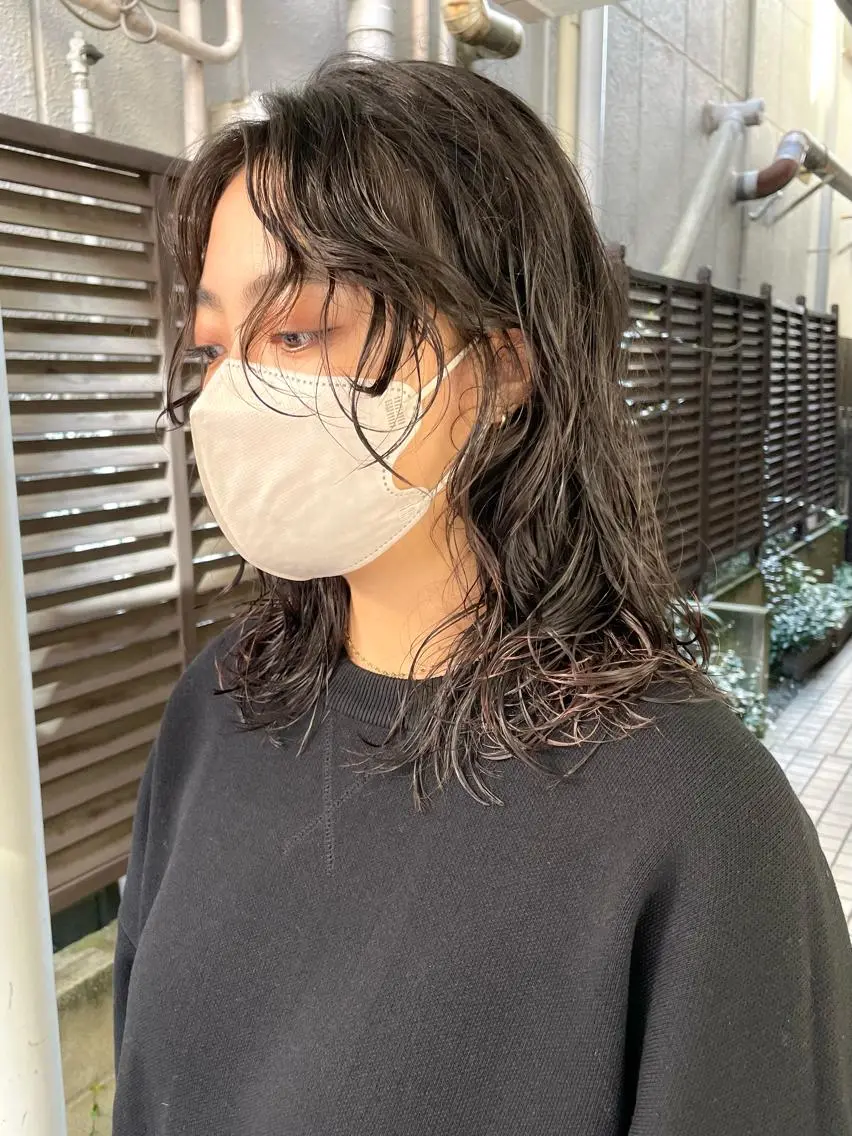 ミディアム パーマ 髪質改善 縮毛矯正/ レイヤー/銀座/本木のヘアスタイル