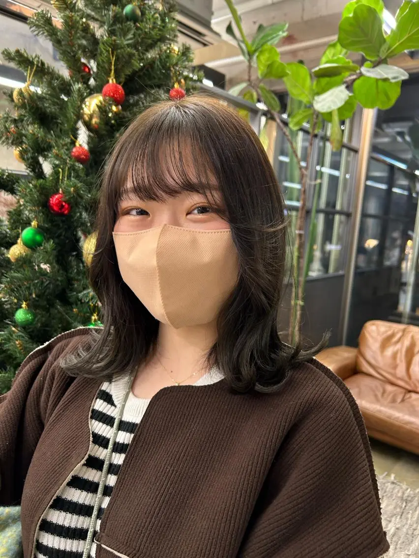 ミディアム カラー 透明感カラー オリーブカラー maho/垢抜け カラーパーマのヘアスタイル