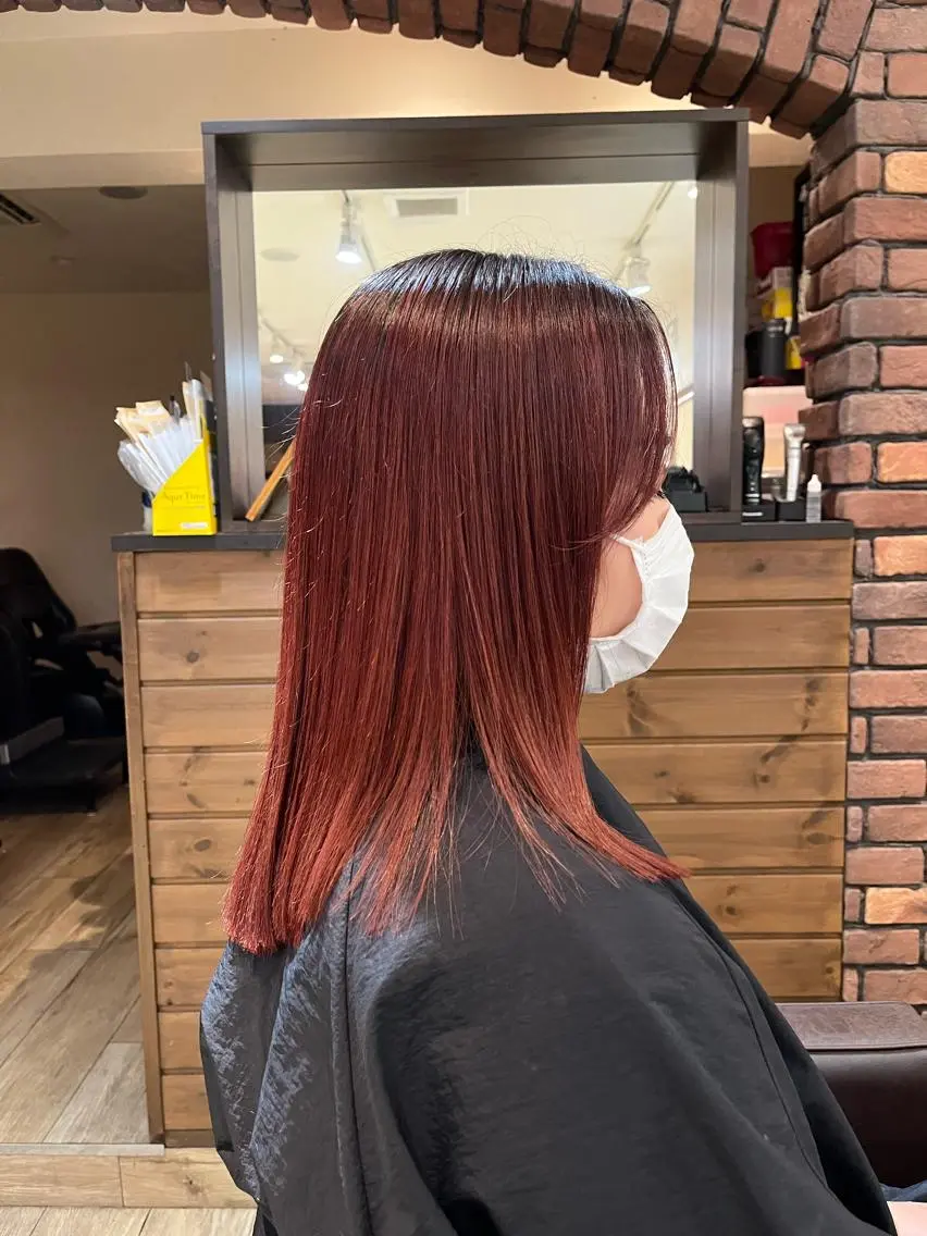 ミディアム カラー ブリーチ ブリーチなしカラー 縮毛矯正 ヘアカラー 中園康 /カラー/ブリーチのヘアスタイル