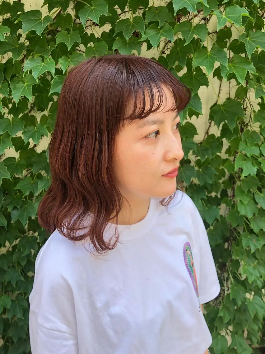 セミロング カラー ブリーチ ブリーチなしカラー ヘアカラー &72 takiのヘアスタイル