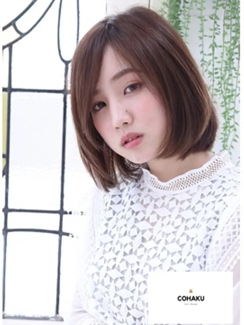 ミディアム 切りっぱなしボブ ボブ tocoha 四條畷駅のヘアスタイル