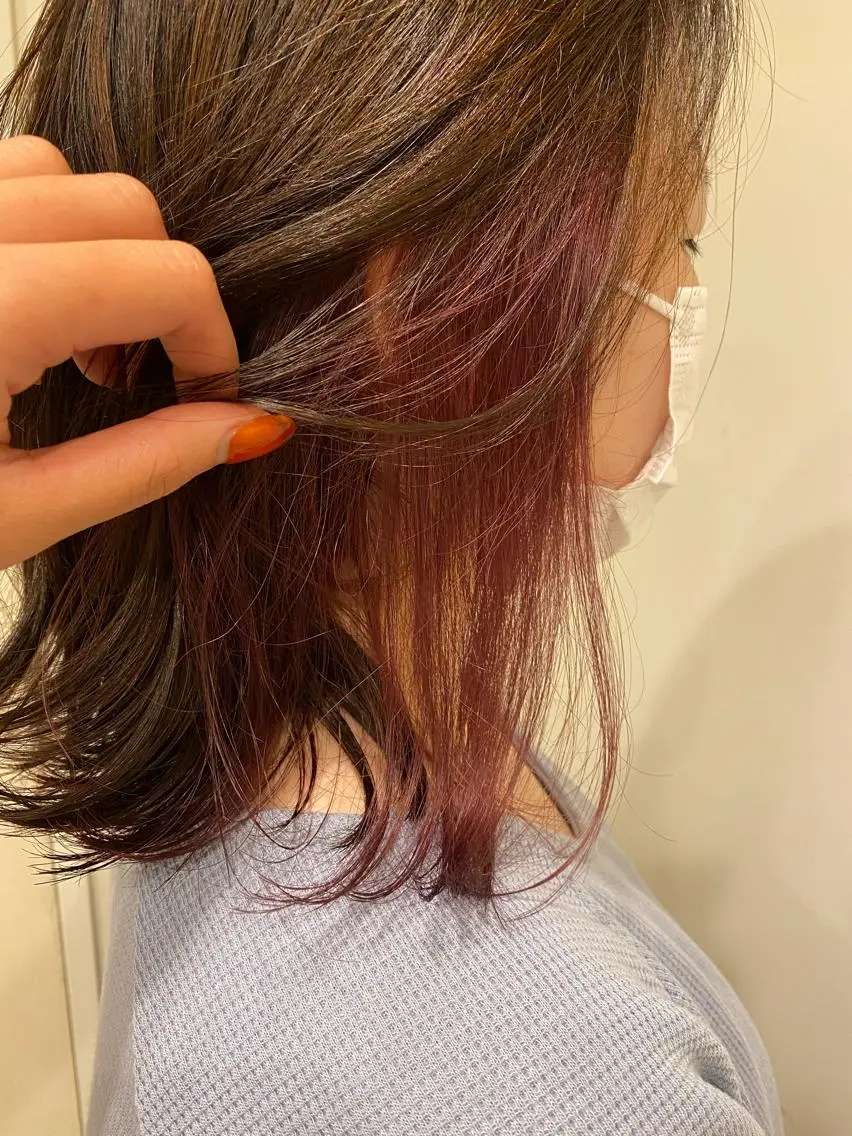 ミディアム カラー インナーカラー ピンクカラー 藤井マドカ ✂︎のヘアスタイル