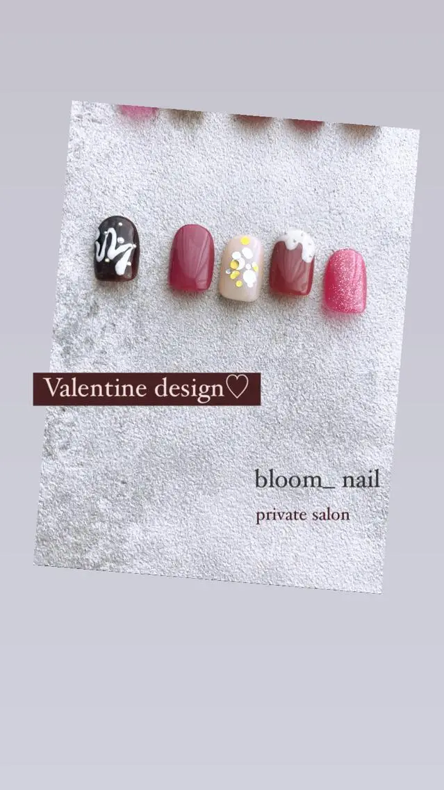 ネイル ジェルネイル バレンタイン ハンドネイル ハンドケア bloom_ nailのネイルデザイン