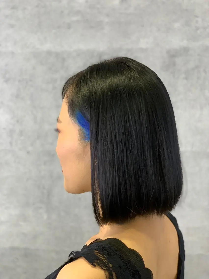 ミディアム カラー ブルーカラー ネイビーカラー 河野 有希のヘアスタイル