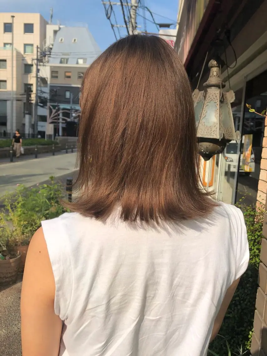 ミディアム カラー ベージュカラー ブリーチ ケアブリーチ Pia ツボイ ケイタのヘアスタイル
