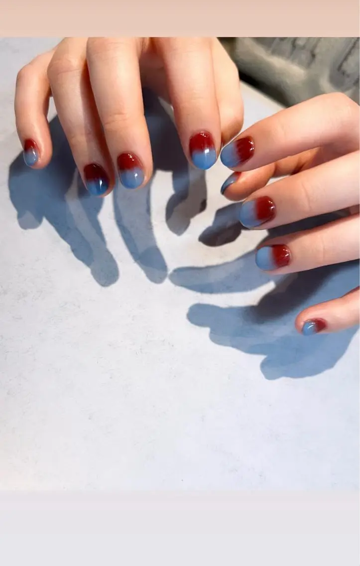 ネイル マツエク・マツパ グラデーション ショートネイル Baden Nail ﾊﾞ-ﾃﾞﾝ ﾈｲﾙのネイルデザイン