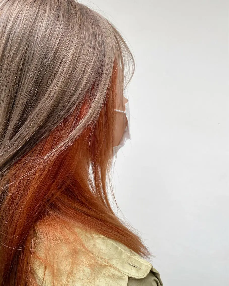 ロング カラー ベージュカラー オレンジ tonari 梅田、中崎町のヘアスタイル