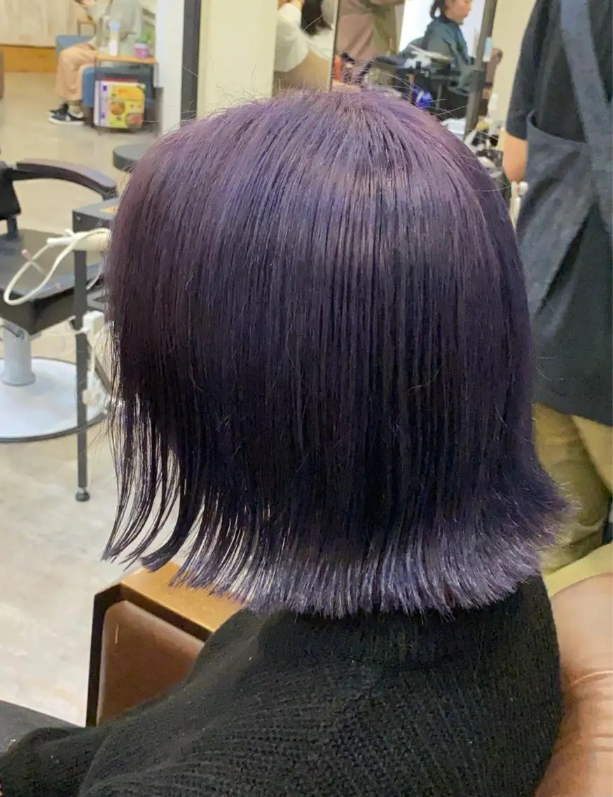 ミディアム カラー ブリーチ パープルカラー カット ヘアカラー トリートメント 🟢NEGi🟣 🫧髪質改善のヘアスタイル