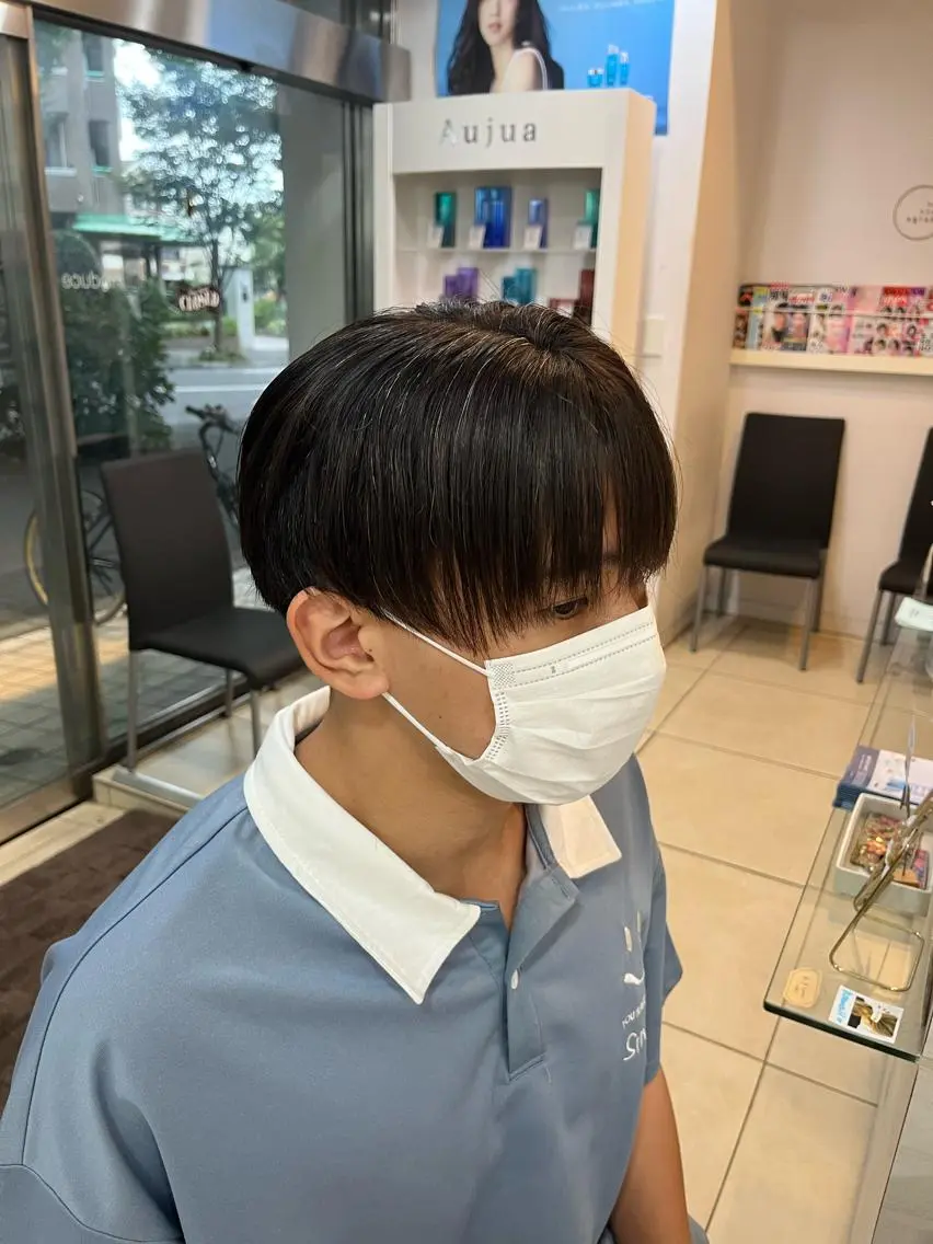 ショート メンズ メンズ韓国風 マッシュ シースルーマッシュ 韓国風ヘア カット 縮毛矯正 韓国メンズヘア/ 毛流れヘア　須田龍世のヘアスタイル