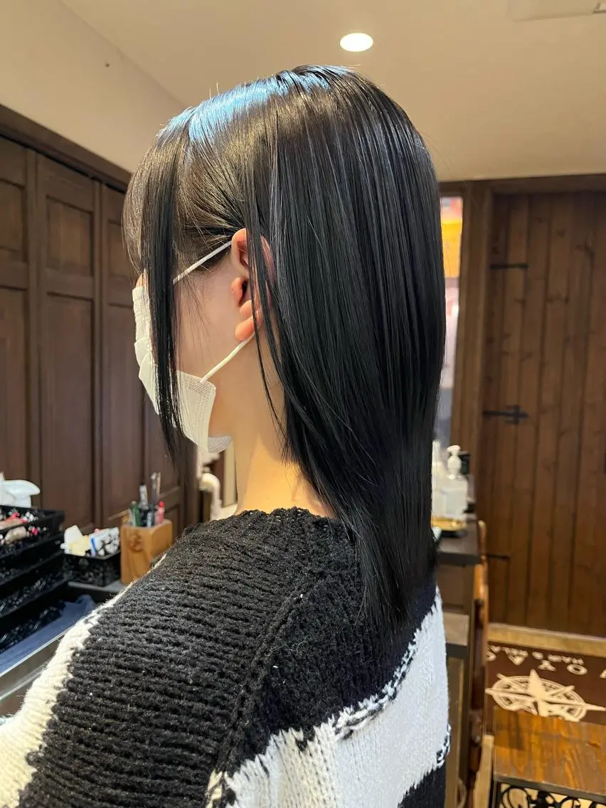 ミディアム カラー アッシュ ブリーチ ブリーチなしカラー 縮毛矯正 ヘアカラー 中園康 /カラー/ブリーチのヘアスタイル
