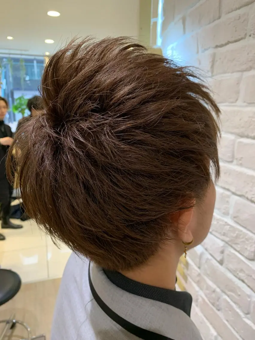 ショート メンズ カット ヘアカラー 店長ハイトーンカラー 柞山史奈のヘアスタイル