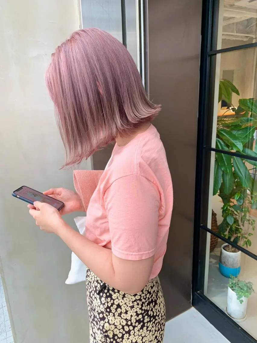 ショート カラー ブリーチ ピンクカラー mizuki /メンズカット募集のヘアスタイル
