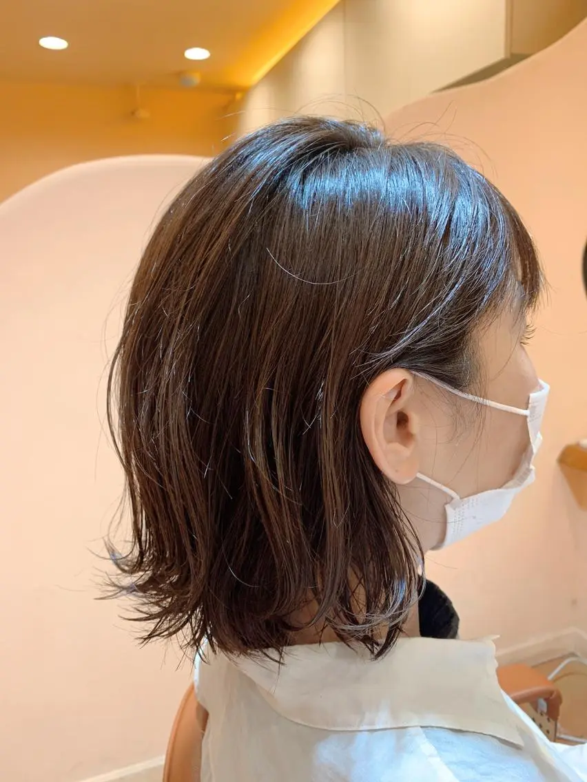 ミディアム 切りっぱなしボブ ボブ 🎉骨格矯正カット ばば　としまさのヘアスタイル