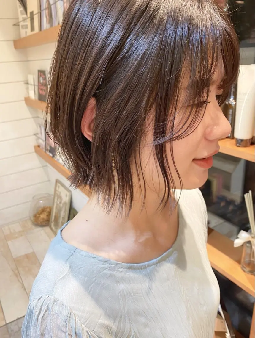 ミディアム カラー ショートボブ ボブ 小顔カット カット ヘアカラー トリートメント 赤み消し/透明感 🪽◝✩ 武者春花のヘアスタイル