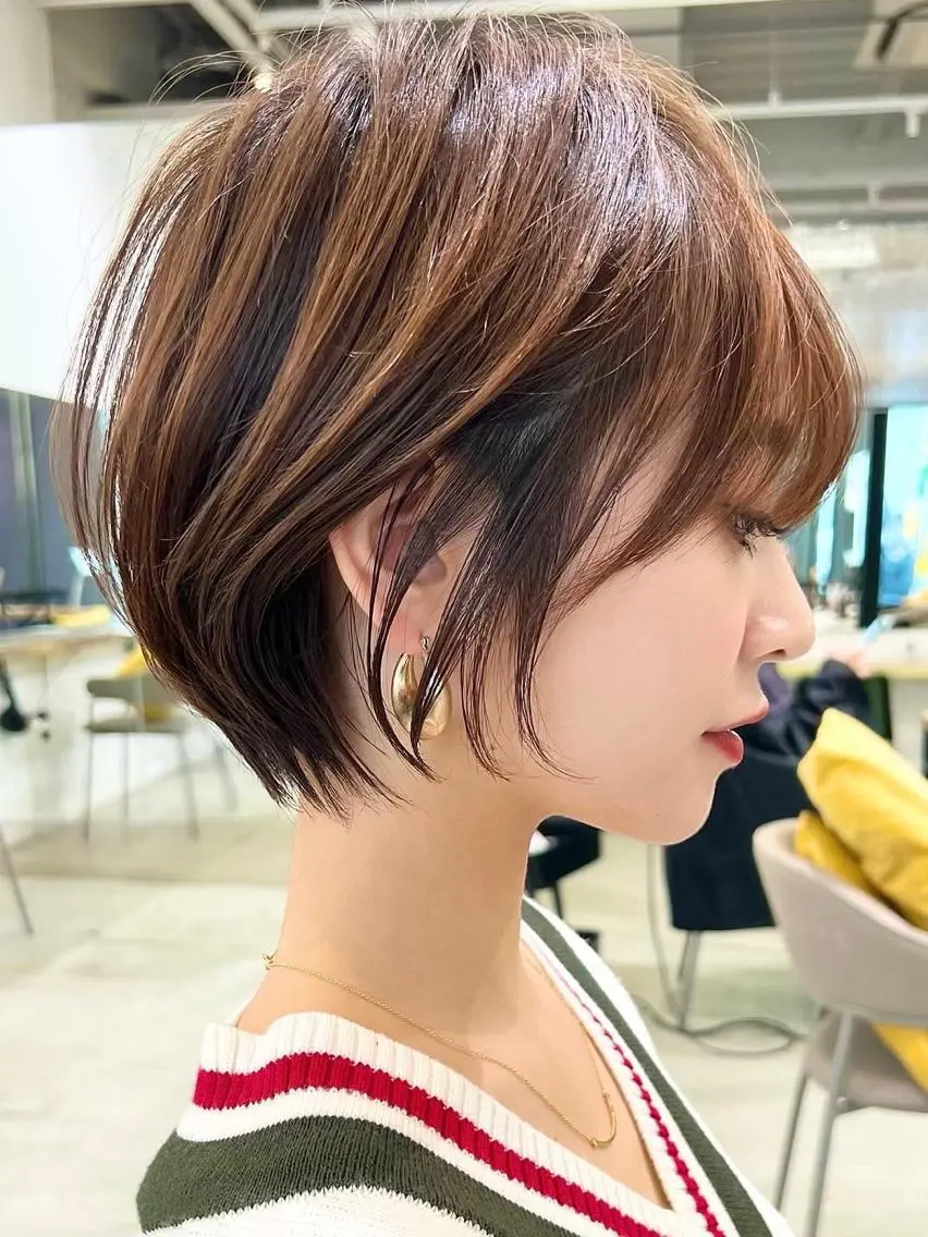 ショート カラー パーマ ヘアアレンジ メンズ キッズ ネイル マツエク・マツパ アイブロウ カット ヘアカラー ⭐️銀座/ショート/ 艶カラー/りょうがのヘアスタイル