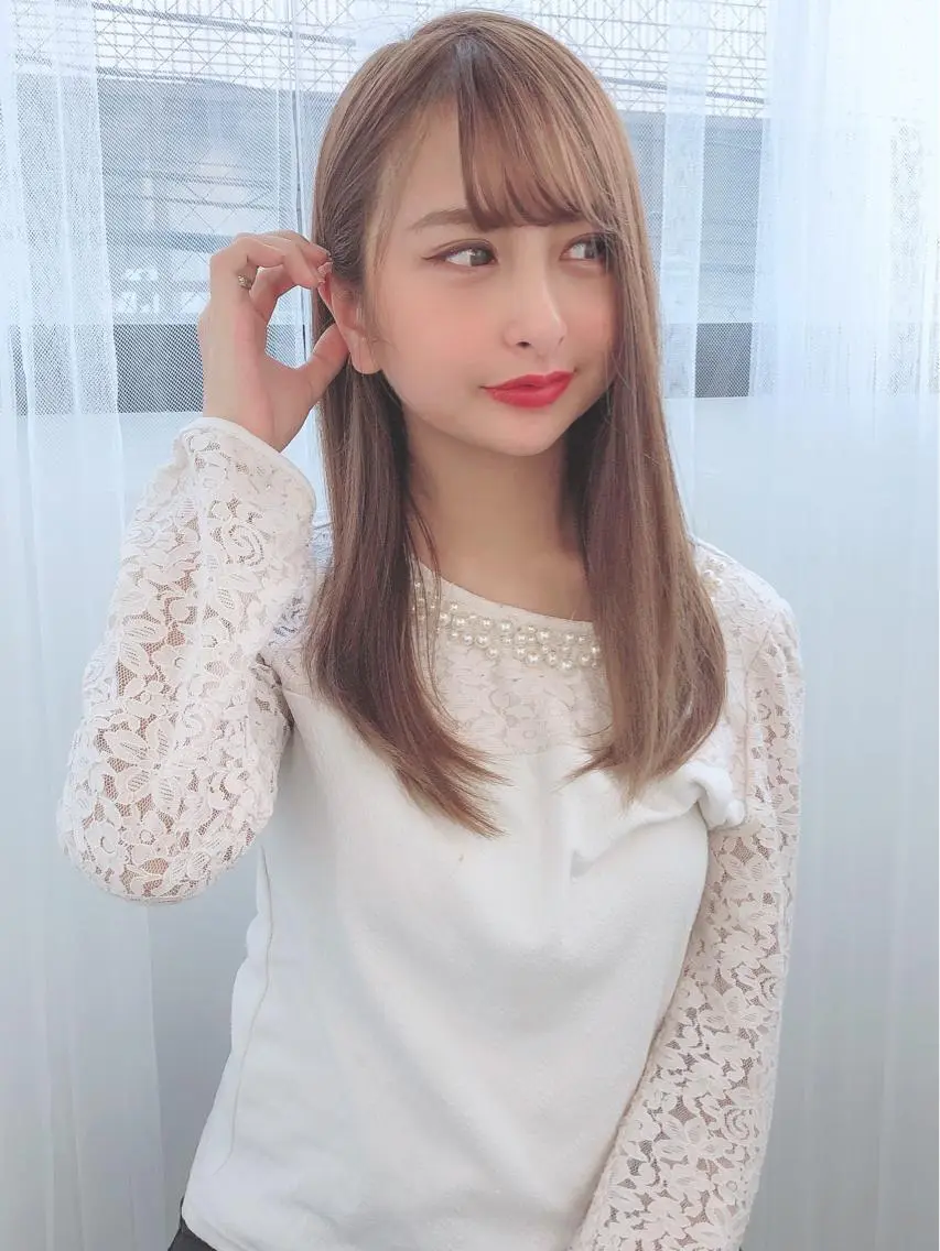 ミディアム カラー パーマ ヘアアレンジ 美髪矯正 Rioのヘアスタイル