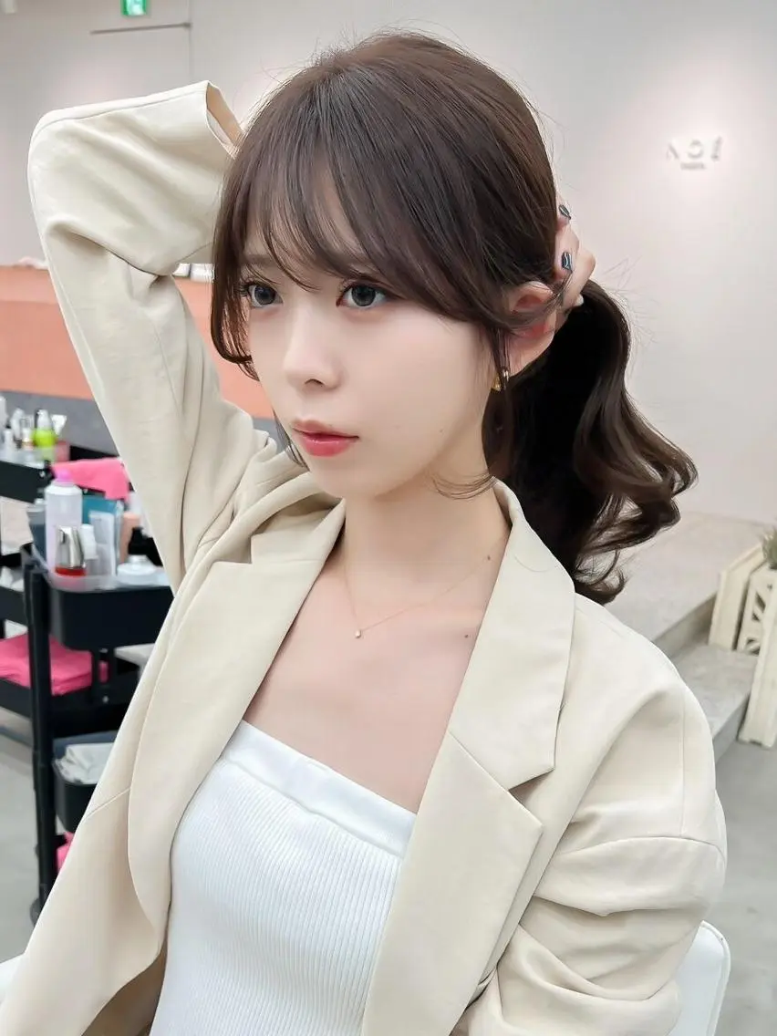 ミディアム ボブ くびれヘア 顔まわりレイヤー 顔周りカット 韓国風ヘア カット だいや/メンズパーマ メンズカット/名古屋のヘアスタイル