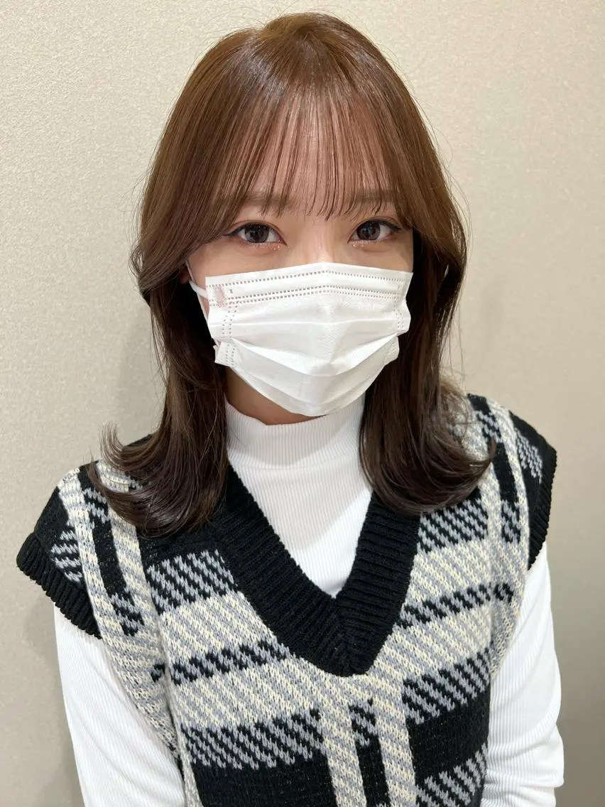 ミディアム カラー ブリーチ ブリーチなしカラー エギョモリ 外国人対応 佐久間のヘアスタイル