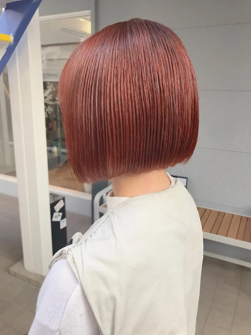 ショート カラー ヘアアレンジ ベージュカラー オレンジ オレンジベージュ ヘアカラー トリートメント lani ブリーチ /ダブルカラーのヘアスタイル