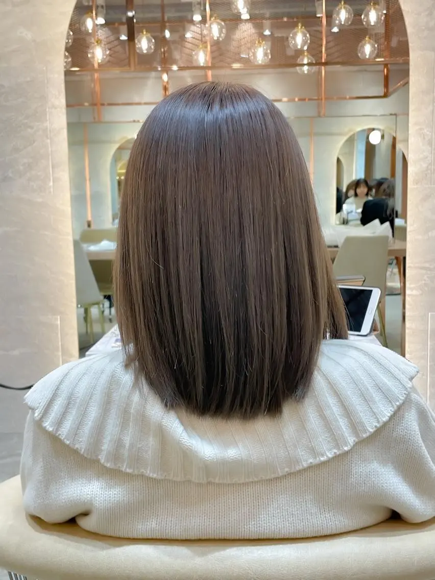 ミディアム カラー カット ヘアカラー 縮毛矯正 トリートメント レイヤー/韓国ヘア 縮毛矯正🫧鈴木颯のヘアスタイル