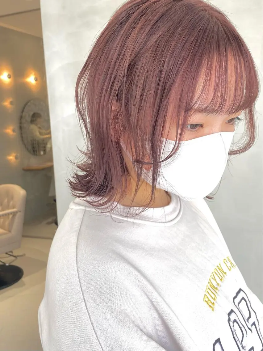 ミディアム カラー ベージュカラー ブリーチ 透明感カラー ハイライトカラー ピンクカラー 谷合 貴志のヘアスタイル