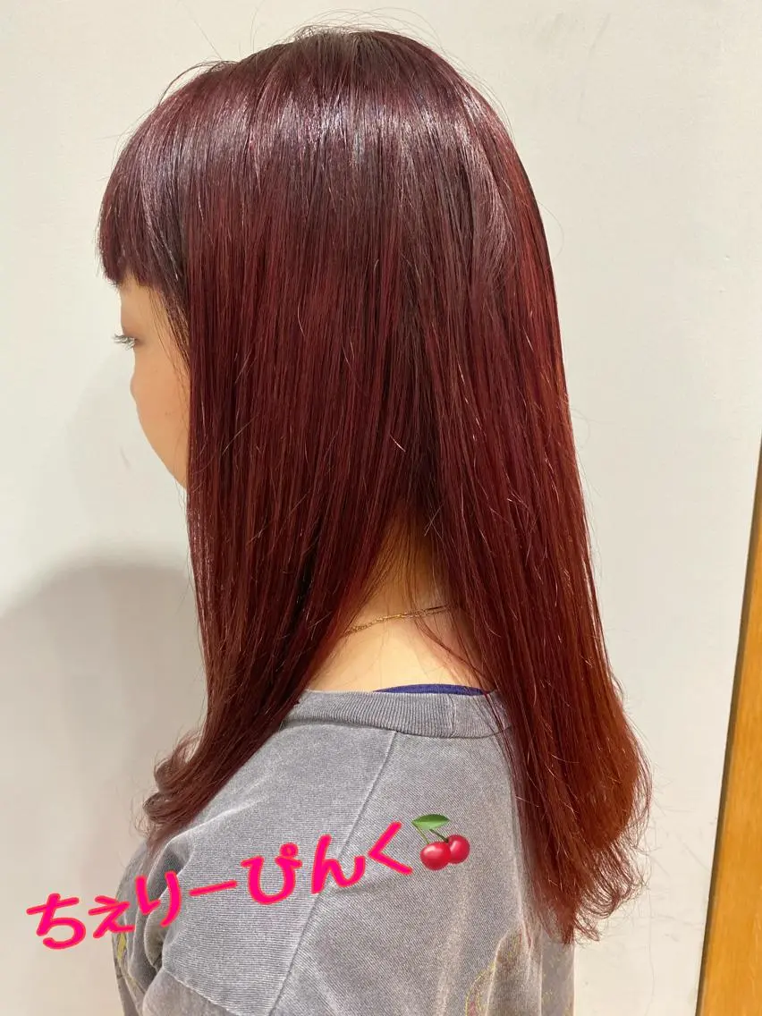 ロング カラー ピンクカラー コテ巻き風パーマ✨ かつみのヘアスタイル
