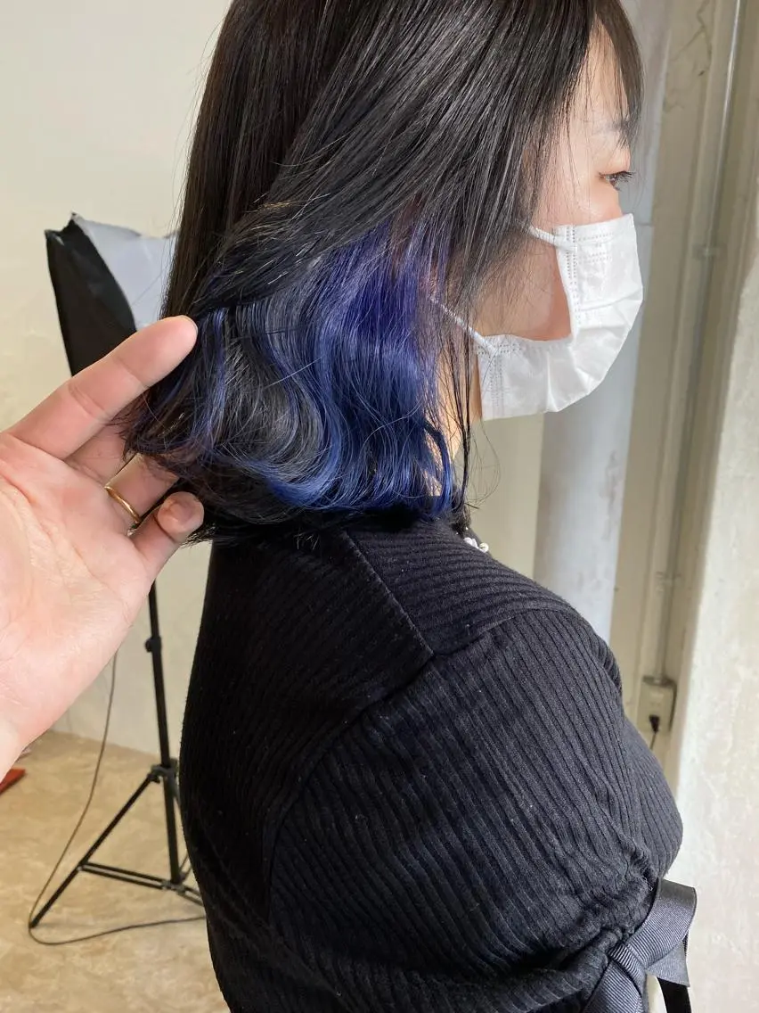 ミディアム カラー ブリーチ ブルーカラー インナーカラー ヘアカラー ミニモお気に入り数 No.1宍戸雄弥のヘアスタイル
