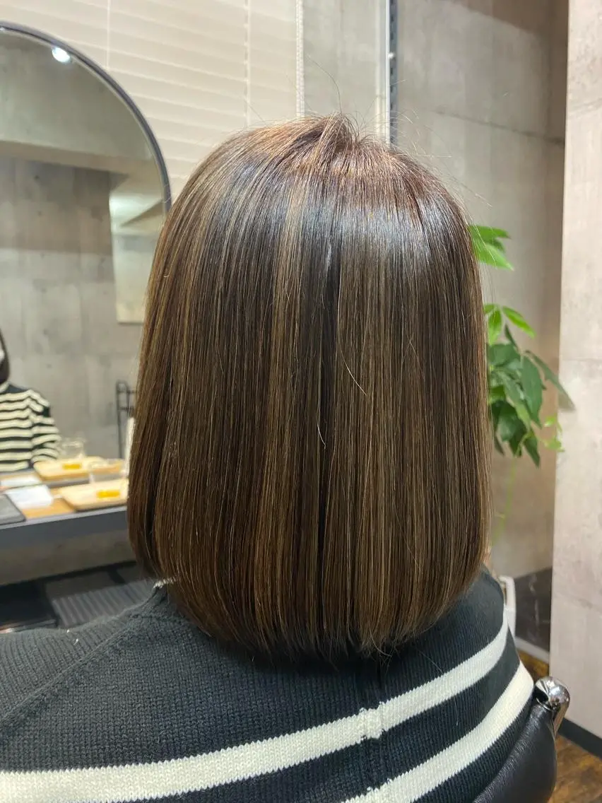 ショート カラー ハイライトカラー ボブ ハイライト カット ヘアカラー トリートメント ルジャルダン戸塚 🌼ゆきののヘアスタイル